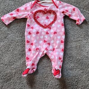 Holiday Editions Pink and White Heart Kids Footie